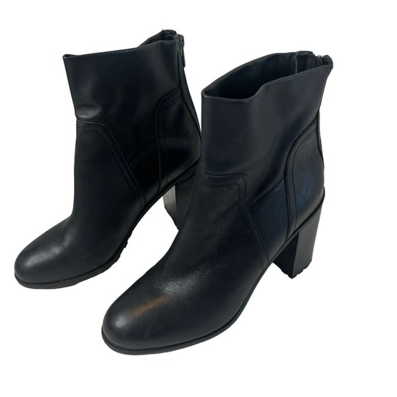 Sam‎ Edelman Black Leather Heeled Ankle Boots Sz 10 - Picture 1 of 15
